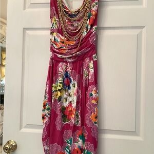 D&G Pink Asymmetrical Sundress with Cowl Neck